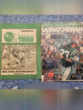 Saskatchewan TOUGH Vintage Sports brochure. One Saskatchewan Football Magazine.